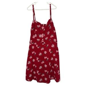 Hollister Red Floral Spaghetti Strap Sundress